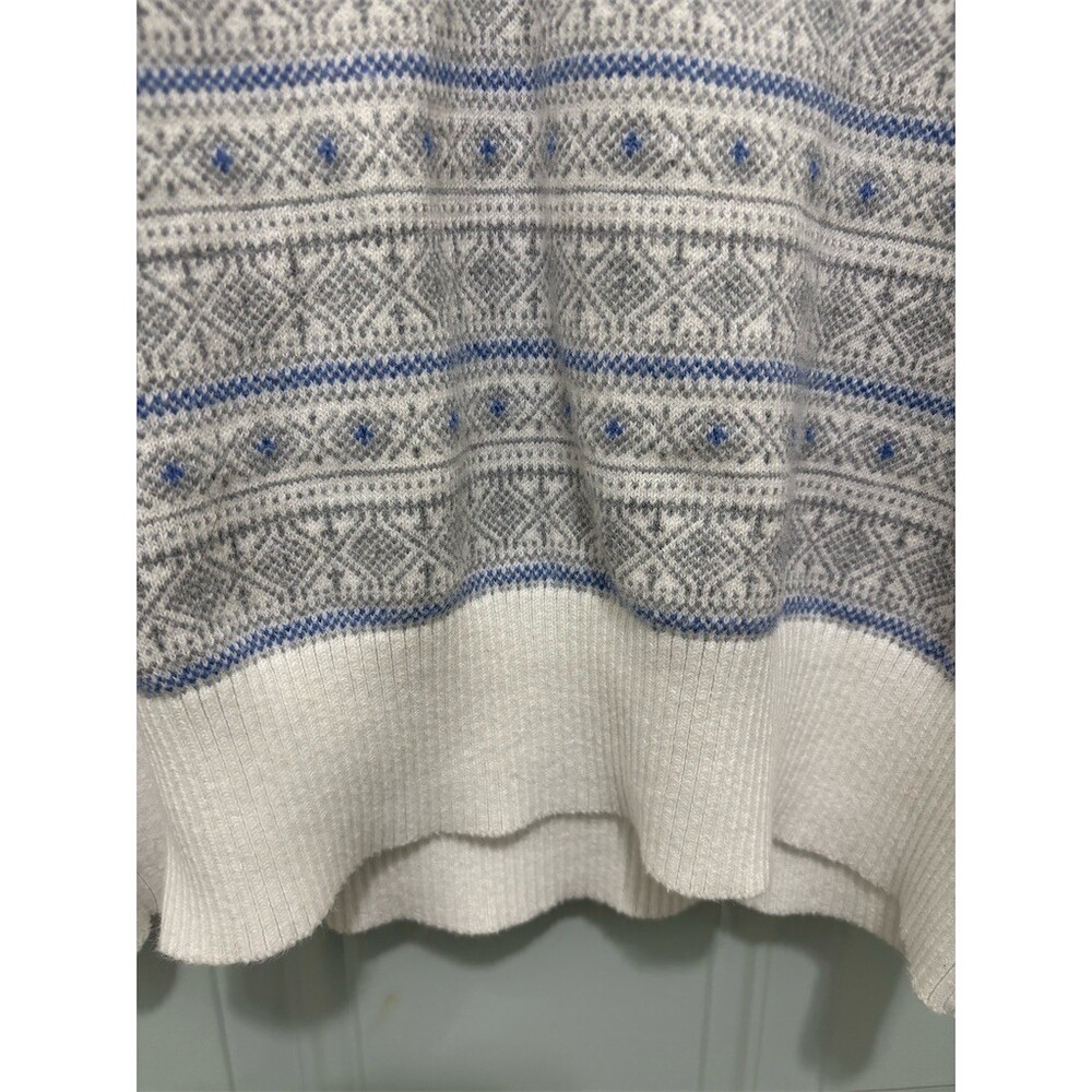 L.L. Bean Sweater Womens Petite M Blue Gray White Fair Isle Turtleneck - Picture 4 of 10